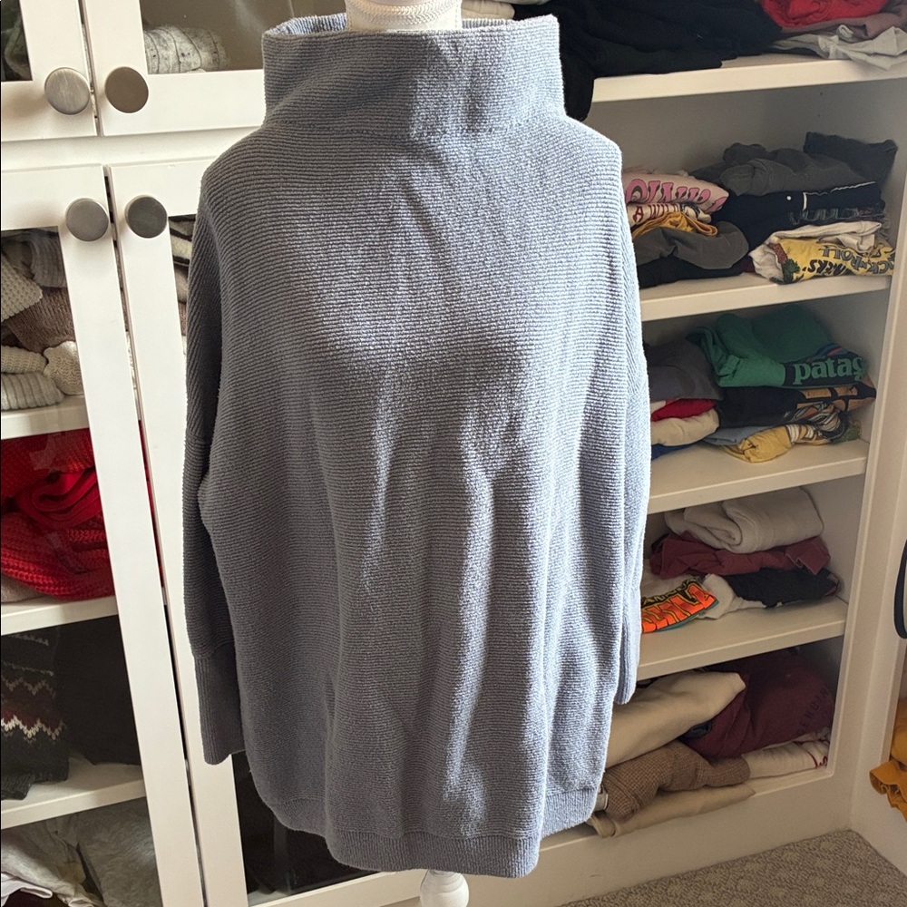 Free People Light Blue Cowl Neck Sweater